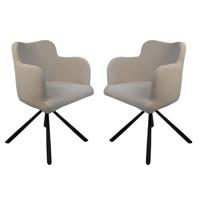 Eetkamerstoel Bella - Set van 2 - Wit/Zwart