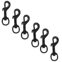 Musketonhaken - 6x stuks - zwart gelakt - 8,1 x 1,6 cm - zamac - musketonhaak hondenlijn