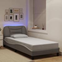 Bedframe met LED zonder matras "Hvar" 90x200 cm stof taupe