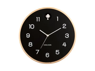 Wall clock Natural Cuckoo birch wood black