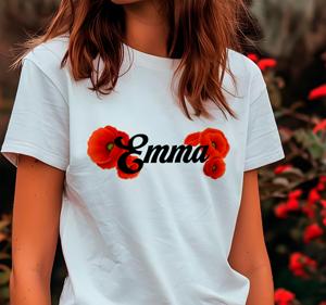 Klaproos bloemen T-shirt met naam