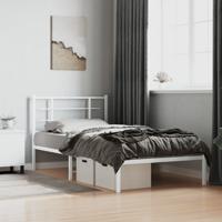 Bedframe met hoofdbord metaal wit 100x200 cm