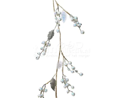 Kersttak Blad en Bes Parelmoer 120cm