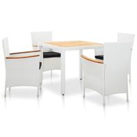 5-delige Tuinset poly rattan wit