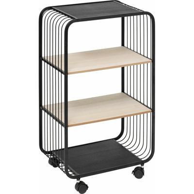 Opbergrekje 3 laags met planken - metaal/hout - 43 x 28 x 74 cm - op wielen - trolley - kastje