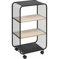 Opbergrekje 3 laags met planken - metaal/hout - 43 x 28 x 74 cm - op wielen - trolley - kastje Opbergrekje 3 laags met planken - metaal/hout - 43 x 28 x 74 cm - op wielen - trolley - kastje