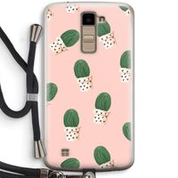 Cactusprint roze: LG K10 (2016) Transparant Hoesje met koord