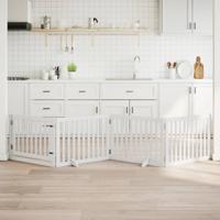 VidaXL Hondenhek inklapbaar met deur 4 panelen 320 cm populierhout wit