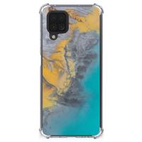 Samsung Galaxy A12 Anti-Shock Hoesje Marble Blue Gold Samsung Galaxy A12 Anti-Shock Hoesje Marble Blue Gold