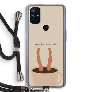 Aggressively drinks coffee: OnePlus Nord N10 5G Transparant Hoesje met koord