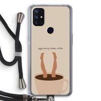Aggressively drinks coffee: OnePlus Nord N10 5G Transparant Hoesje met koord