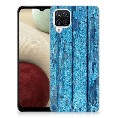 Samsung Galaxy A12 | Bumper Hoesje | Wood Blue
