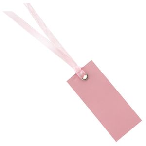 Santex cadeaulabels met lintje - set 12x stuks - roze - 3 x 7 cm - naam tags