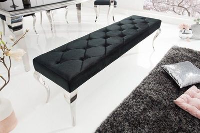 Elegante bank MODERN BAROK 172cm zwart fluweel roestvrij staal - 39160