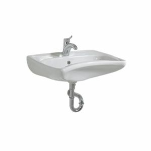 Rolstoel Wastafel Keramiek 49X60 cm Wit 1 Kraangat Creavit