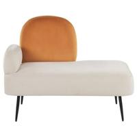 Beliani - ARCEY - Chaise longue - Wit|Oranje - Linkszijdig - Fluweel