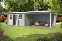 Outdoor Life Aida Blokhut 780x295 cm 28 mm vuren Platinum Grey-Wit gecoat- Lessenaarsdak- - Outdoor Life Outdoor Life Aida Blokhut 780x295 cm 28 mm vuren Platinum Grey-Wit gecoat- Lessenaarsdak- - Outdoor Life