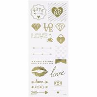 Hobby stickers - Love - 14x - goud - vel 10 x 24 cm - liefde - valentijn