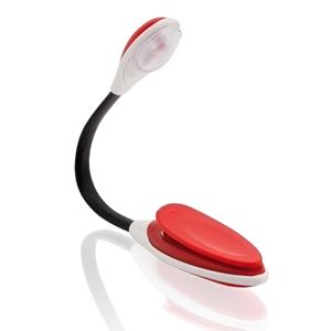 LED leeslampje met klem - 3x - buigbaar - op batterijen - rood - boeken lezen - 25 cm