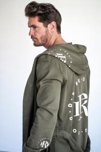 D-Robe badjas met capuchon - groen (witte bedrukking)-l