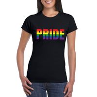 Pride regenboog tekst shirt zwart dames - thumbnail