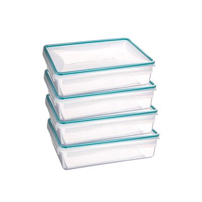 5Five Vershoudbakje met deksel - 4x - kunststof - luchtdicht - 25 x 18 x 7 cm - 2200 ml