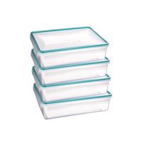 5Five Vershoudbakje met deksel - 4x - kunststof - luchtdicht - 25 x 18 x 7 cm - 2200 ml