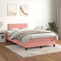 Boxspring met matras fluweel roze 120x200 cm