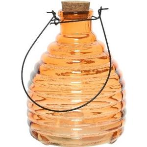 Wespenvanger/wespenval - transparant oranje - 17 cm - glas - Insectenvangers/insectenvallen    -