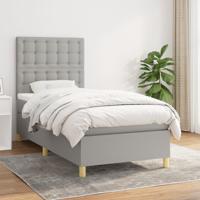 Boxspring met matras stof lichtgrijs 90x190 cm