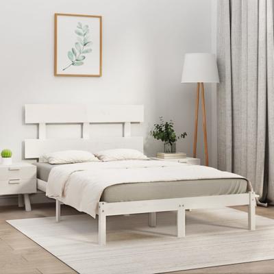 Bedframe massief hout wit 200x200 cm