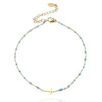 Enkelband Goud & Emaille - Cross Blue