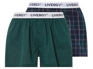 LIVERGY 2 paar heren boxers (L, Groen/geruit)