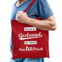 Cadeau tas geslaagd/afgestudeerd - rood - katoen - 42 x 38 cm