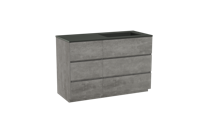 Storke Edge staand badmeubel 120 x 52 cm beton donkergrijs met Scuro asymmetrisch rechtse wastafel in kwarts