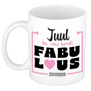 Naam mok Juul - wit - Fabulous - keramiek - 300 ml - cadeau collega beker