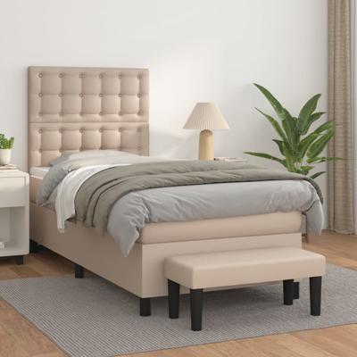 Boxspring met matras kunstleer cappuccinokleurig 100x200 cm
