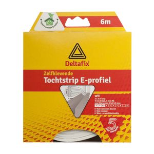 Tochtstrip - tochtwering - wit - zelfklevend - E-profiel - 6 m x 9 mm x 4 mm   -