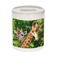 Dieren foto spaarpot giraffe 9 cm - giraffen spaarpotten jongens en meisjes - thumbnail