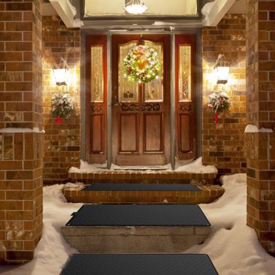 25,5 x 76 cm Stoepmat met Verwarming 40℃ Sneeuwsmeltmat tot 18 Matten Aansluiten Zwart Zonder Stroomkabel