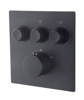 Afbouwdeel Inbouwthermostaat Wiesbaden Caral Klik Pro 3-weg Mat Zwart