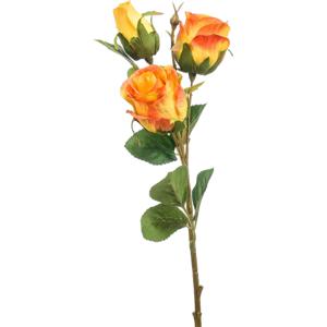 Kunstbloem Roos tak - 44 cm - oranje - Kunst zijdebloemen