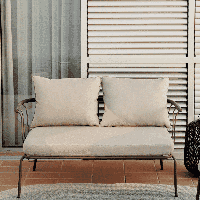 Kave Home 2-zits Loungebank 'Salguer' Gevlochten touw en staal, kleur Beige