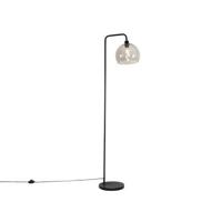 QAZQA Moderne vloerlamp zwart met smoke kap - Maly