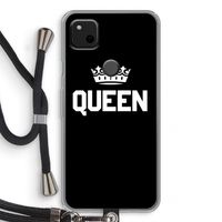 Queen zwart: Pixel 4a Transparant Hoesje met koord