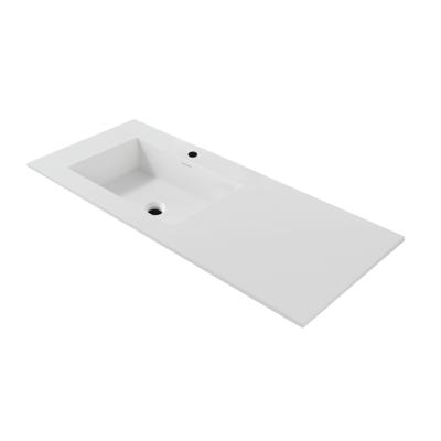 Wastafel BWS Wanda Met Overloop 1 Wasbak Links 1 Kraangat 120x1,6x52,5 cm Mat Wit
