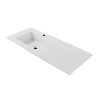 Wastafel BWS Wanda Met Overloop 1 Wasbak Links 1 Kraangat 120x1,6x52,5 cm Mat Wit
