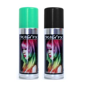 Set van 2x kleuren haarverf/haarspray van 125 ml - Zwart en Groen