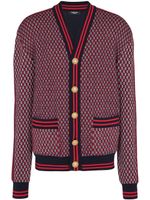 Balmain cardigan monogrammé à carreaux - Rouge