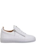 Giuseppe Zanotti baskets de pailleté à détail zippé - Blanc